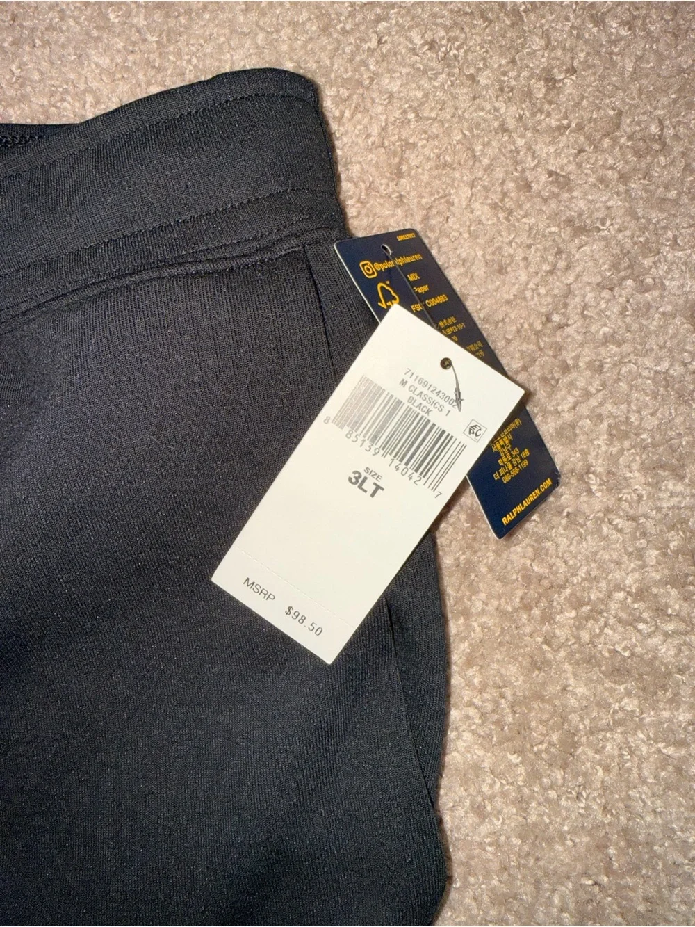 Polo by Ralph Lauren Black Knit Athletic Drawstring Shorts